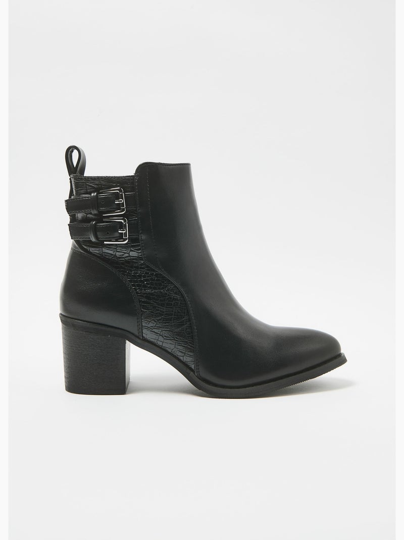 Botas de tacón con canesú efecto reptil - AFIBEL Negro - Kiabi