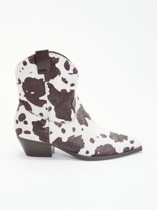 Botas estilo cowboy imitación piel de vaca - Kiabi