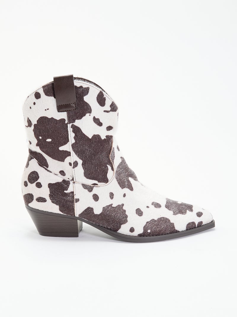 Botas estilo cowboy imitación piel de vaca Marron - Kiabi