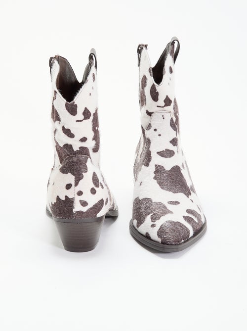 Botas estilo cowboy imitación piel de vaca - Kiabi