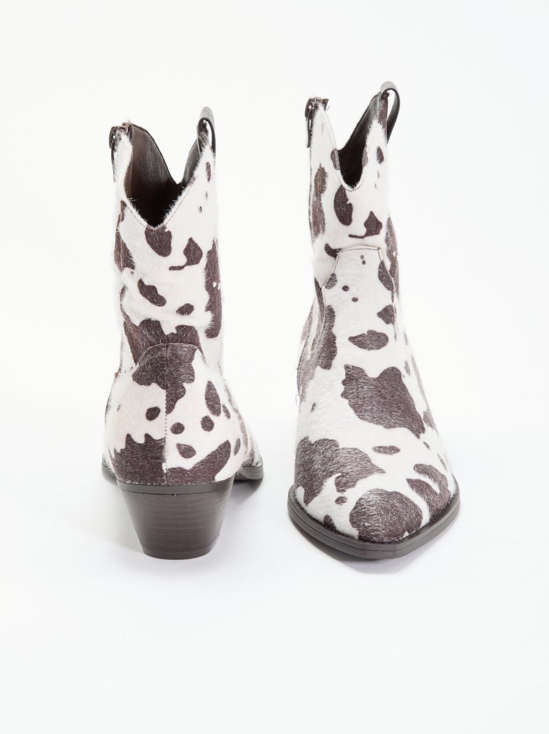 Botas estilo cowboy imitación piel de vaca Marron - Kiabi