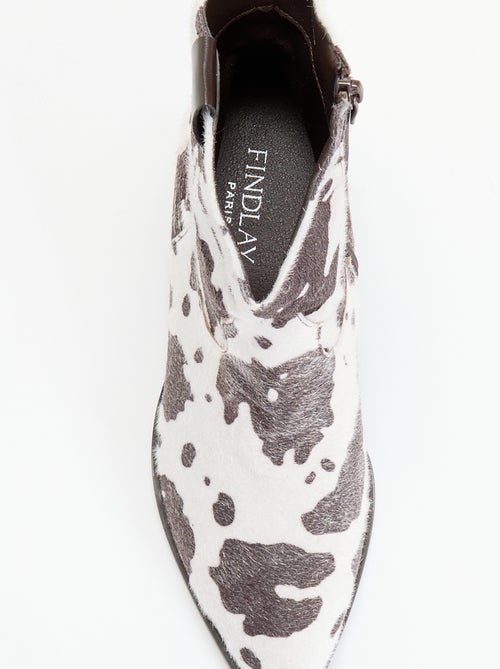 Botas estilo cowboy imitación piel de vaca - Kiabi