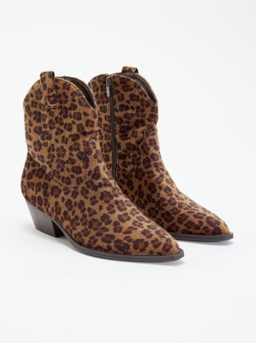 Botas estilo cowboy imitación piel de vaca - Kiabi