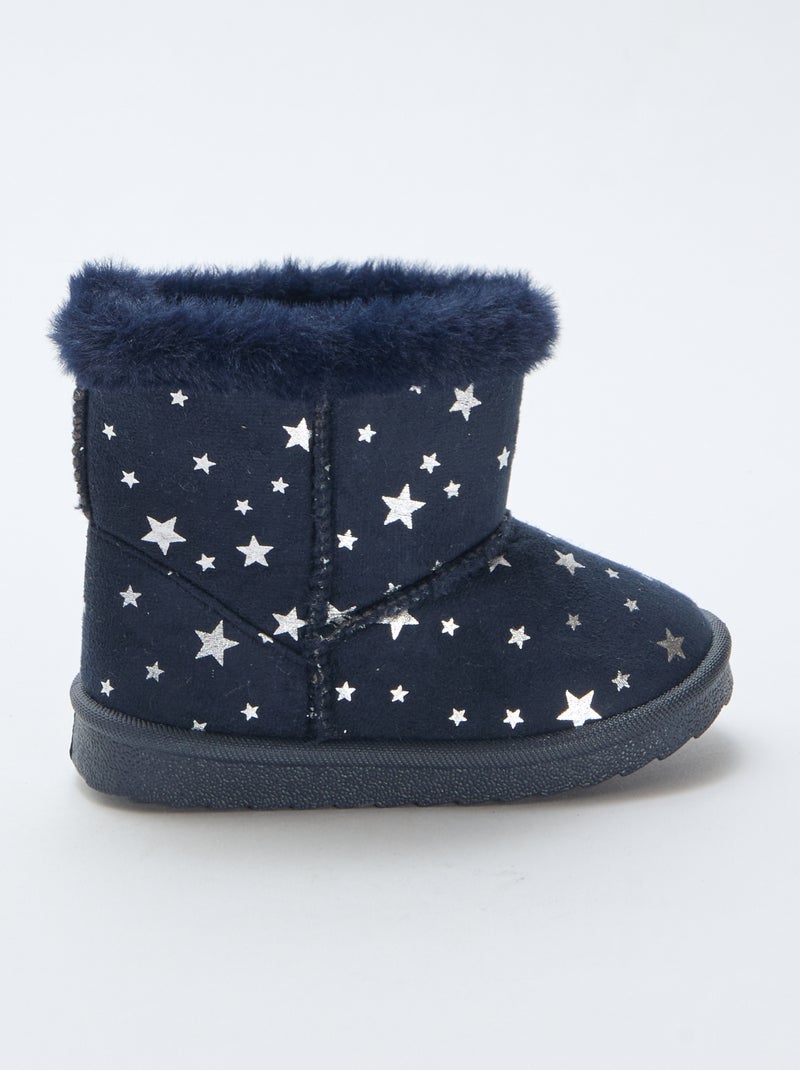Botas forradas con estampado de estrellas Azul - Kiabi