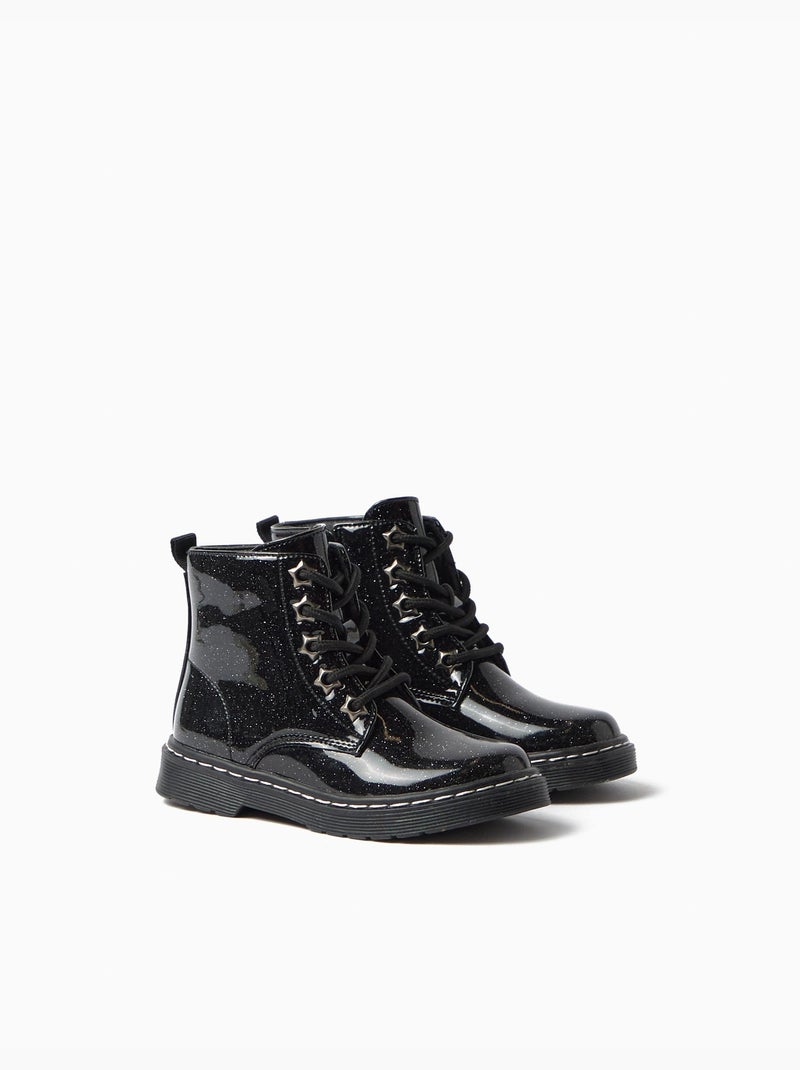 Botas militares brillantes, mo fashion Negro - Kiabi