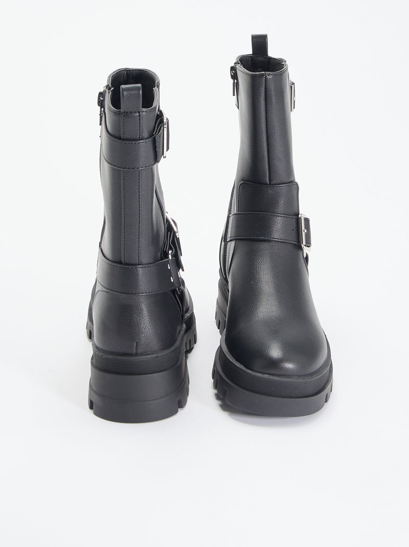 Botas moteras con correas fantasía Negro - Kiabi