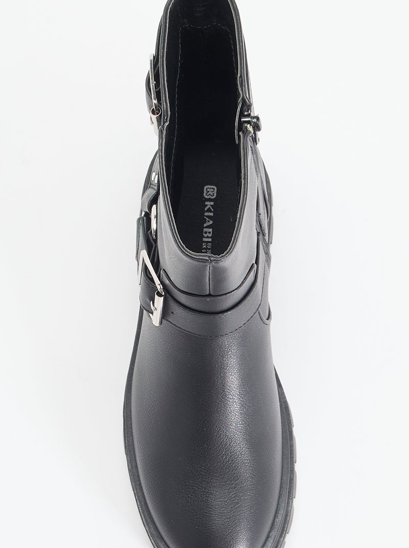 Botas moteras con correas fantasía Negro - Kiabi