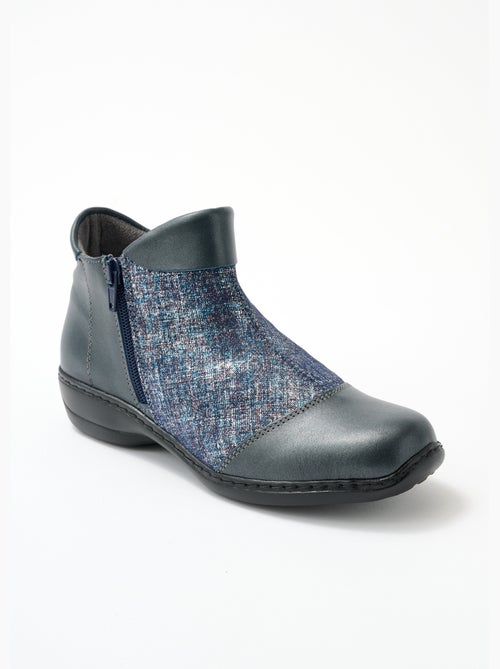 Botas piel ancho confort doble cremallera - Afibel - Kiabi