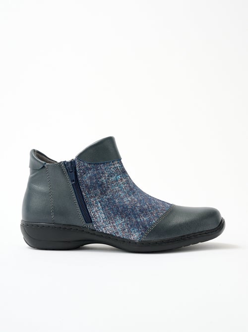 Botas piel ancho confort doble cremallera - Afibel - Kiabi