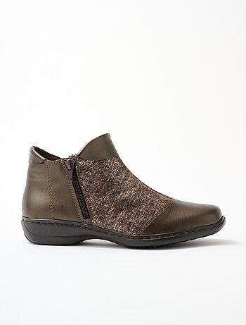 Botas piel ancho confort doble cremallera - Afibel