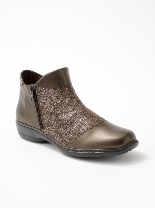 Botas piel ancho confort doble cremallera - Afibel - Kiabi