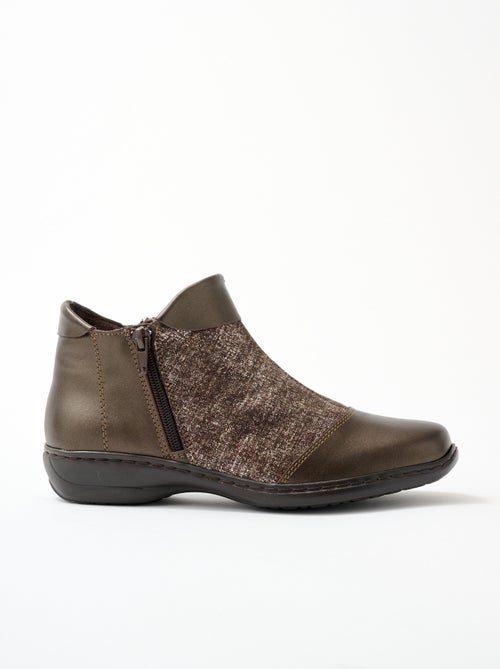 Botas piel ancho confort doble cremallera - Afibel - Kiabi