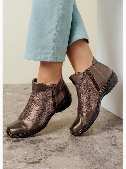 Botas piel ancho confort doble cremallera - Afibel - Kiabi
