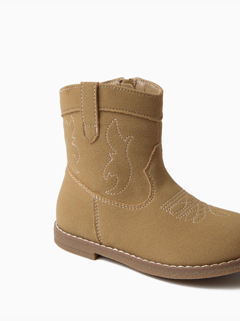 Botas vaqueras bordadas, mo fashion Beige - Kiabi