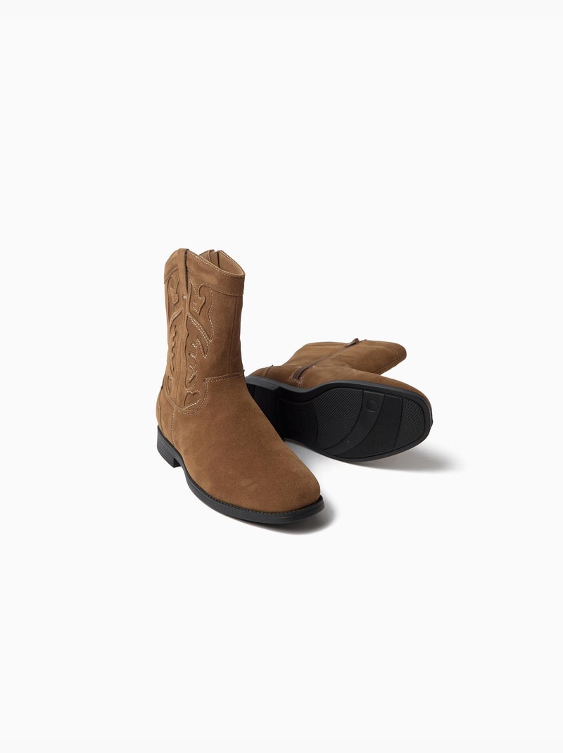 Botas vaqueras bordadas, mo fashion Marrón - Kiabi