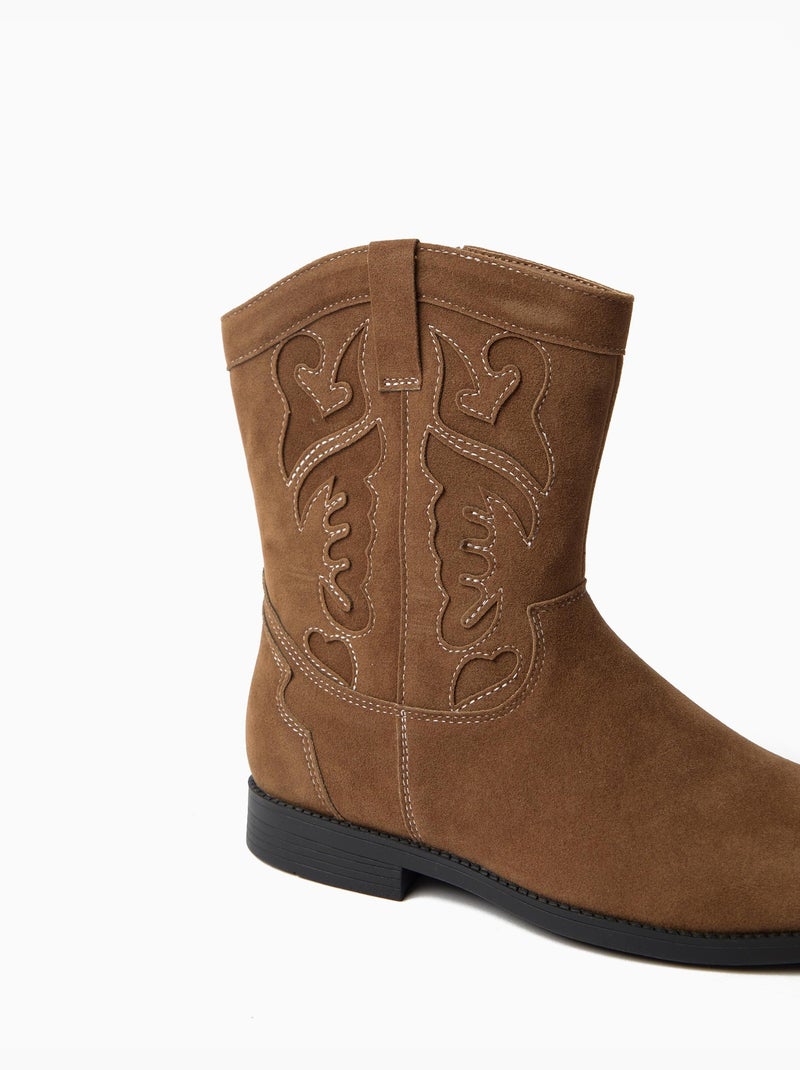 Botas vaqueras bordadas, mo fashion Marrón - Kiabi