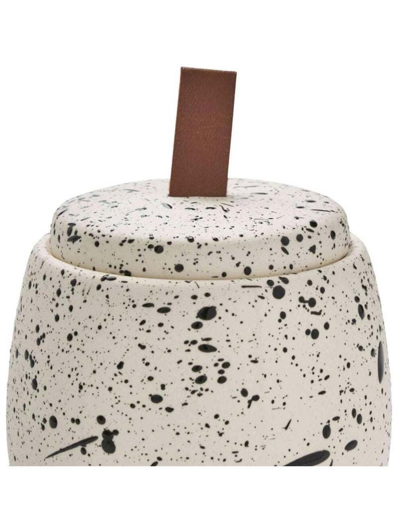 Bote para algodones en cerámica salpicada hecha a mano – Colección DEMY – Guy Levasseur Blanco - Kiabi