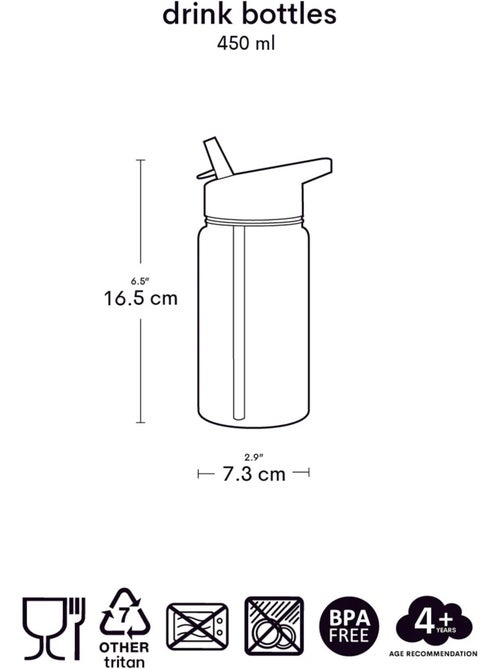 Botella de agua ergonómica para niños 450 ml | a little lovely company - Kiabi Botella de agua ergonómica para niños 450 ml | a little lovely company - Kiabi