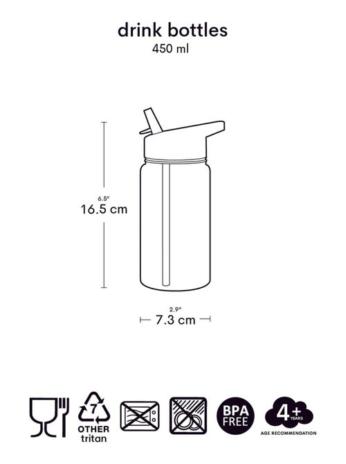 Botella de agua ergonómica para niños 450 ml | A Little Lovely Company - Kiabi