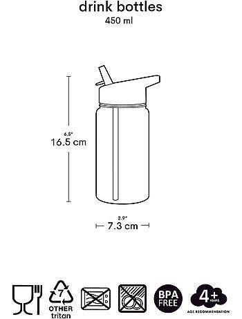 Botella de agua ergonómica para niños 450 ml | a little lovely company