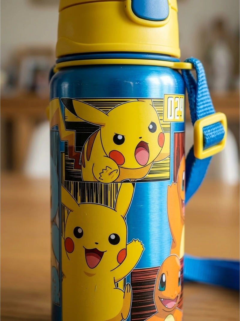 Botella de aluminio 600 ml con cierre clic pokémon Amarillo - Kiabi