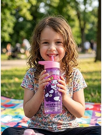 Botella estanca 600 ml con pajita hello kitty sanrio