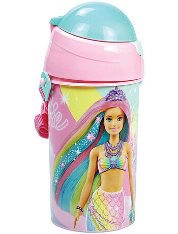 Botella infantil barbie sirena arcoíris 500 ml pvc – correa extraíble