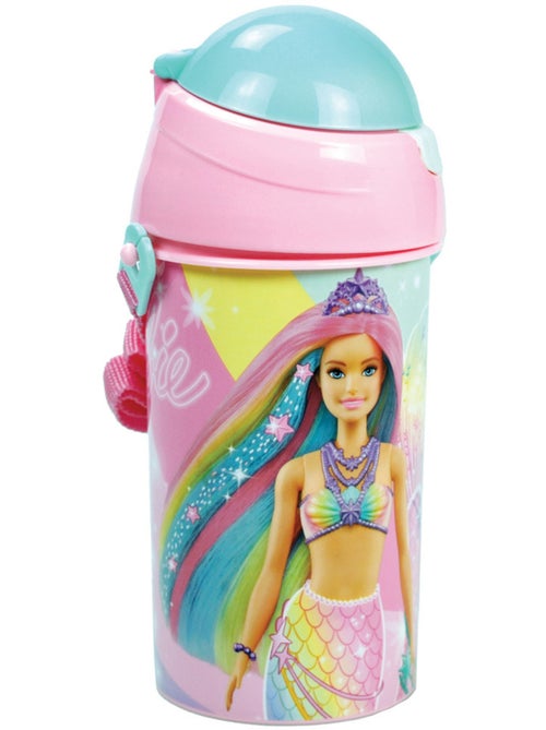 Botella infantil barbie sirena arcoíris 500 ml pvc – correa extraíble - Kiabi