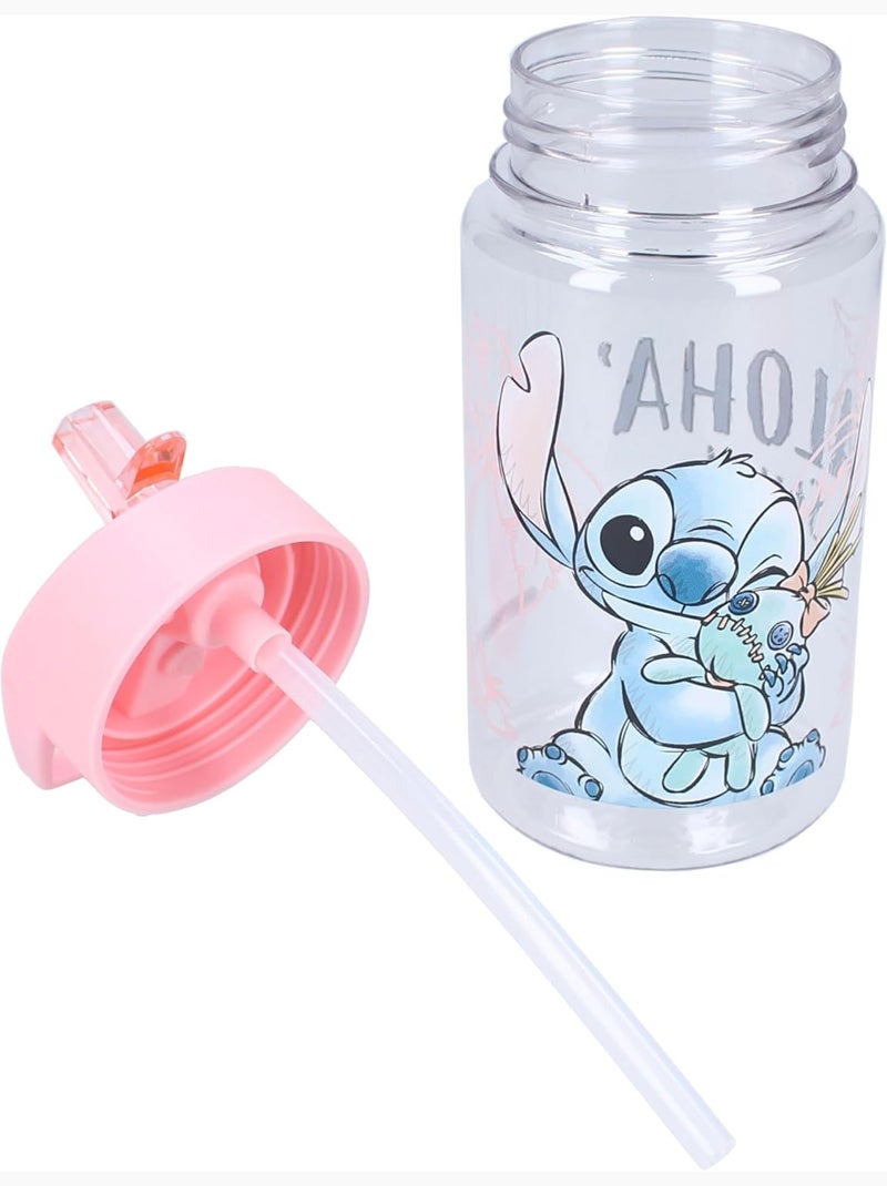 Botella infantil Stitch de 450 ml con pajita integrada Rosa - Kiabi