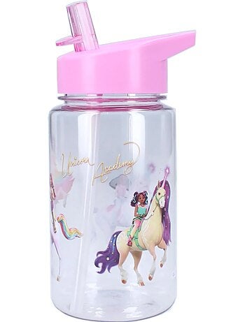 Botella infantil Unicorn Academy de 450 ml - Pajita integrada y con asa