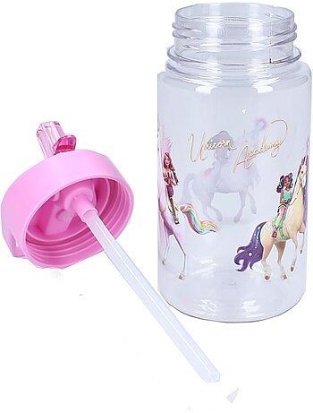 Botella infantil Unicorn Academy de 450 ml - Pajita integrada y con asa