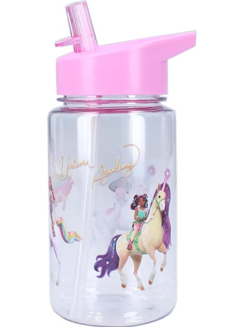 Botella infantil Unicorn Academy de 450 ml - Pajita integrada y con asa - Kiabi