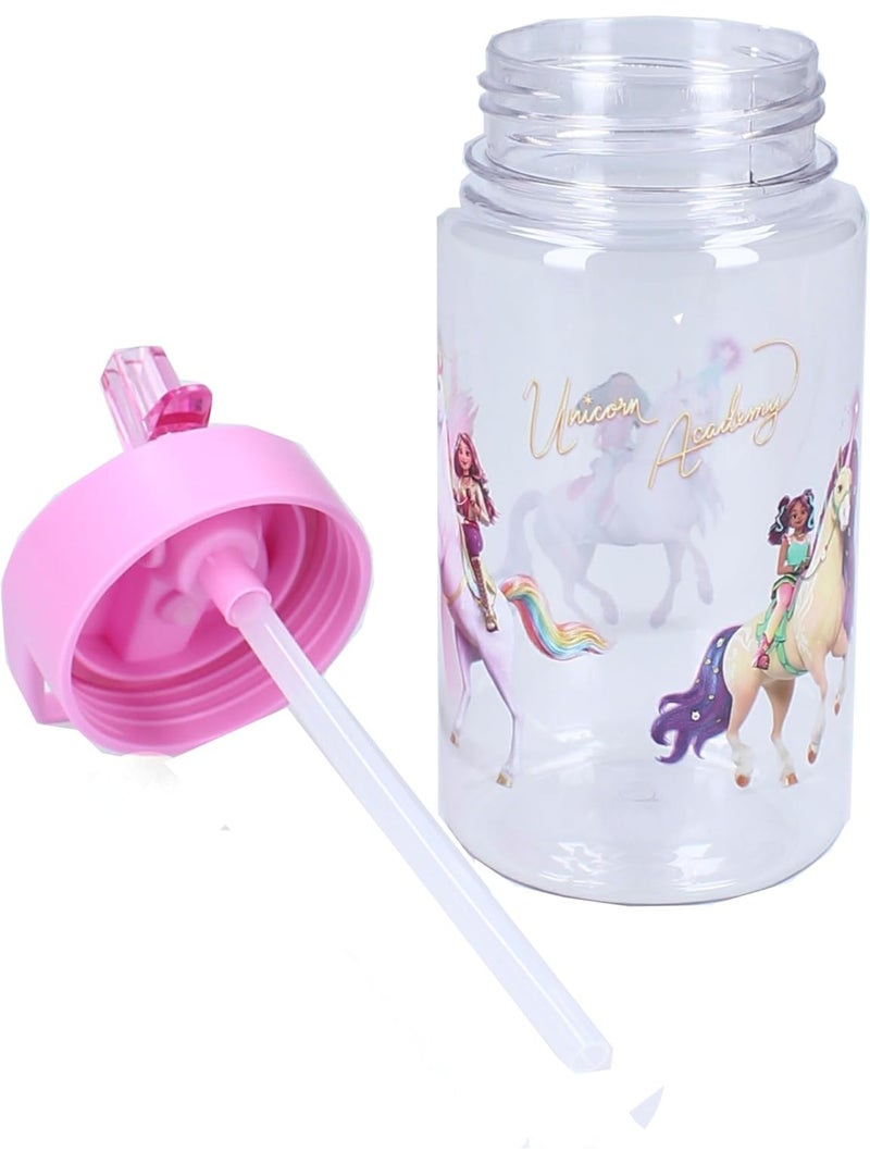 Botella infantil Unicorn Academy de 450 ml - Pajita integrada y con asa Rosa - Kiabi