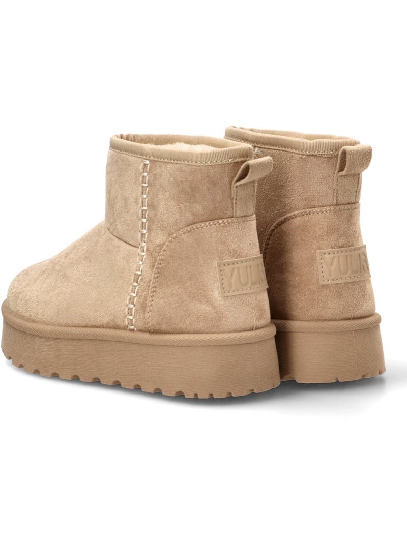 Botin abotinada mujer suela doble - yulia Beige - Kiabi