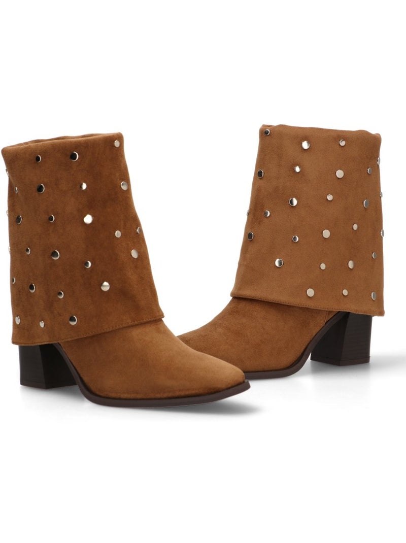 Botin Campero Mujer Tacón Alto - Etika Camel - Kiabi