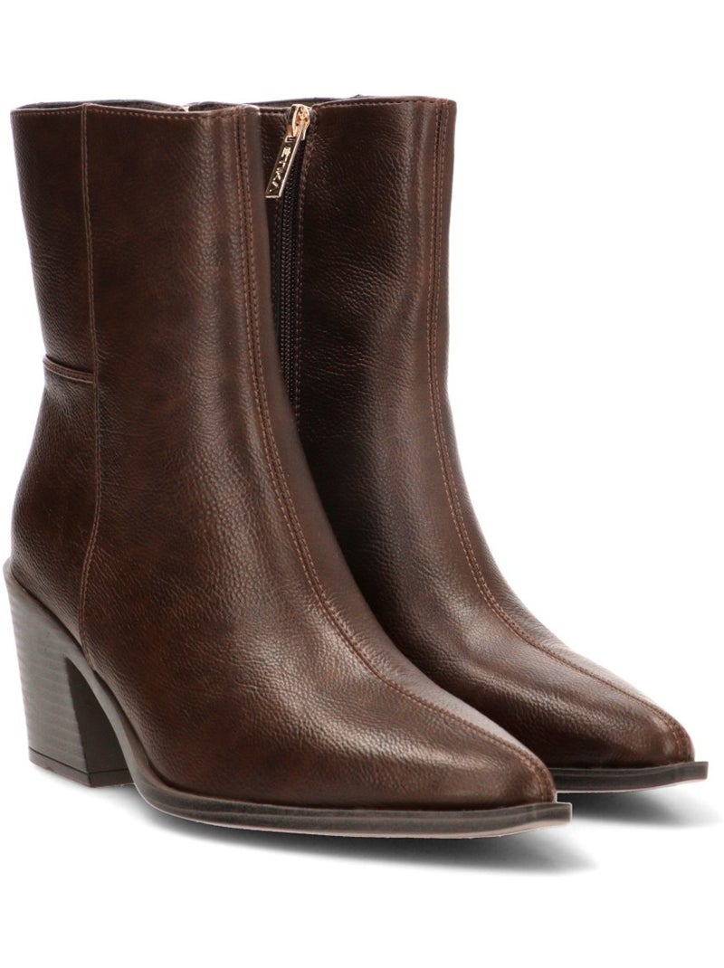 Botin campero mujer tacón alto - etika Marrón capuchino - Kiabi