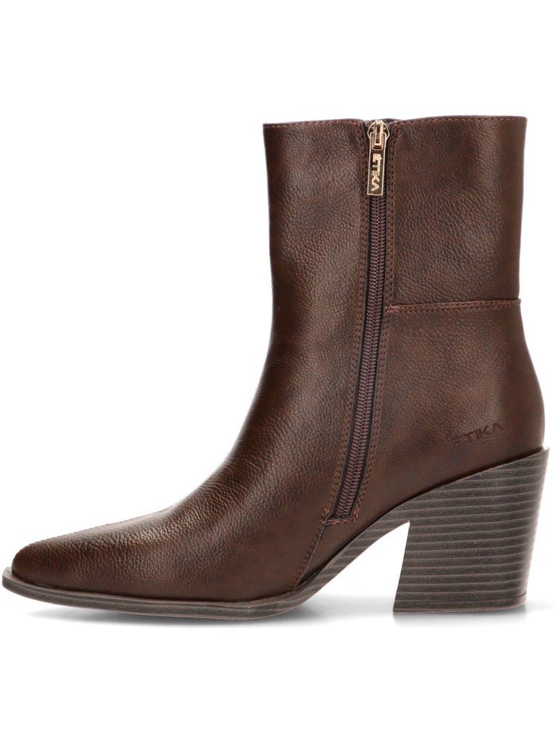 Botin campero mujer tacón alto - etika Marrón capuchino - Kiabi