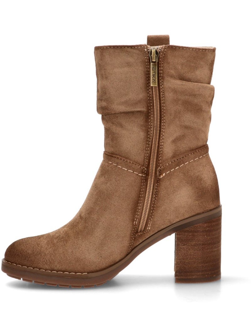 Botin Campero Mujer Tacón Alto - Etika Taupe - Kiabi