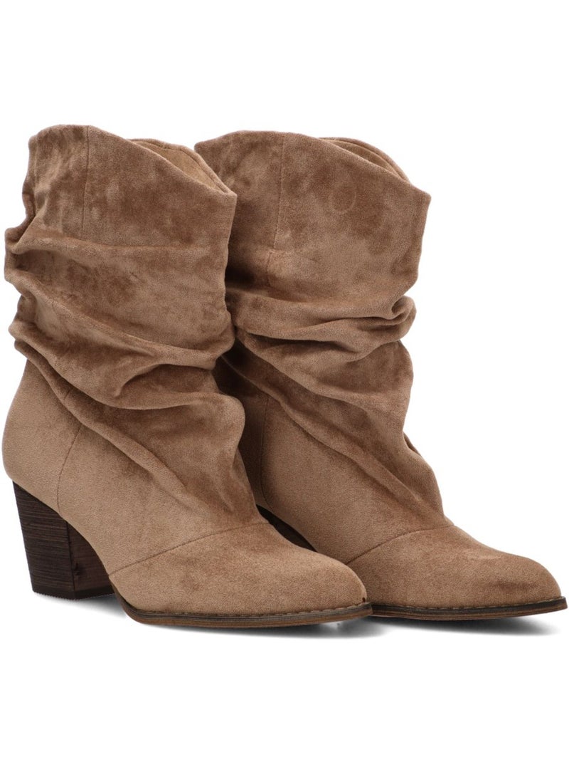 Botin campero mujer tacón alto - luna collection Caqui - Kiabi