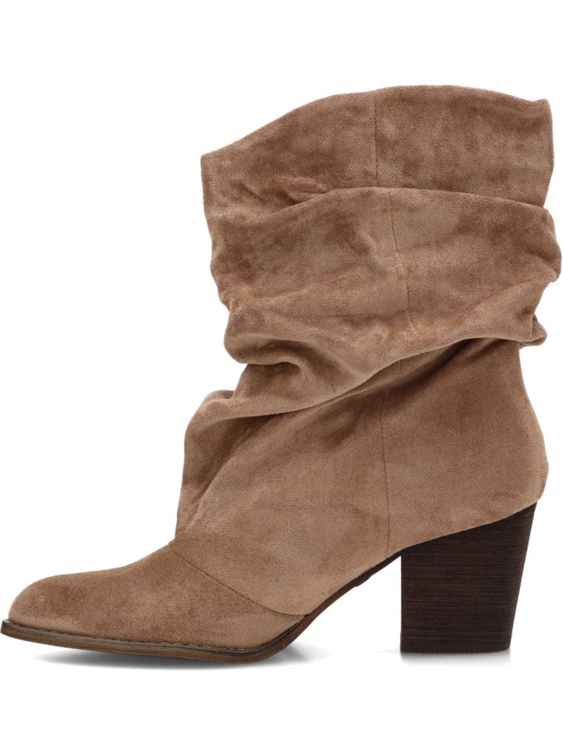 Botin campero mujer tacón alto - luna collection Caqui - Kiabi
