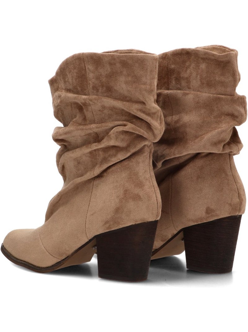 Botin campero mujer tacón alto - luna collection Caqui - Kiabi