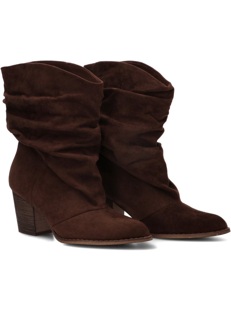Botin campero mujer tacón alto - luna collection Marrón capuchino - Kiabi