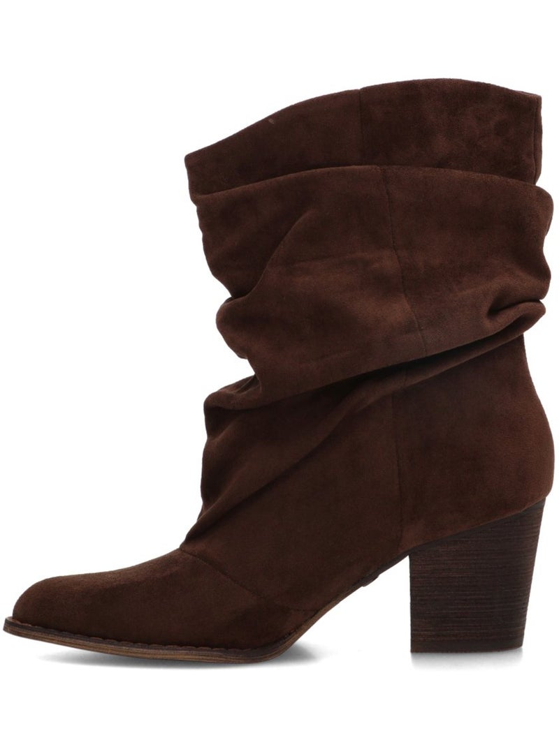 Botin campero mujer tacón alto - luna collection Marrón capuchino - Kiabi
