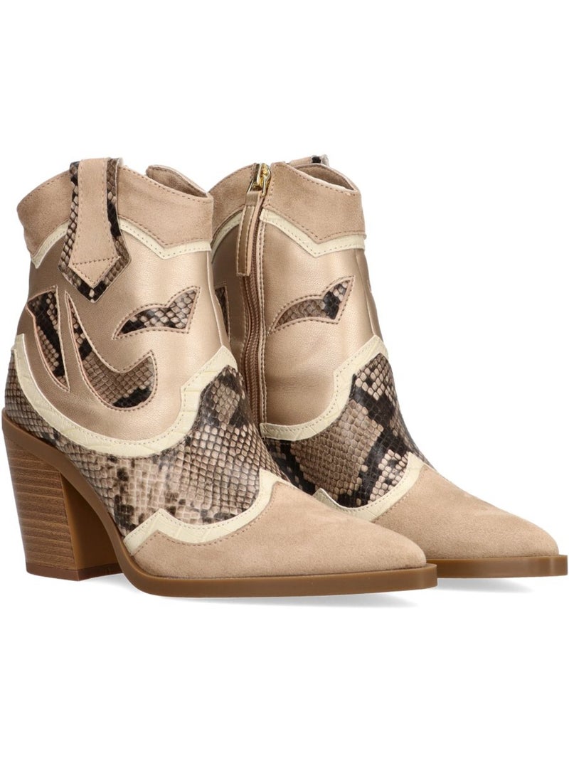 Botin Campero Mujer Tacón Alto - Luna Trend Beige - Kiabi