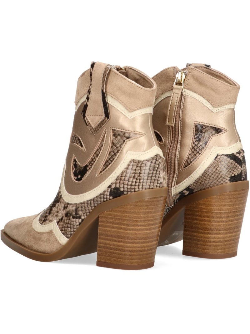 Botin Campero Mujer Tacón Alto - Luna Trend Beige - Kiabi