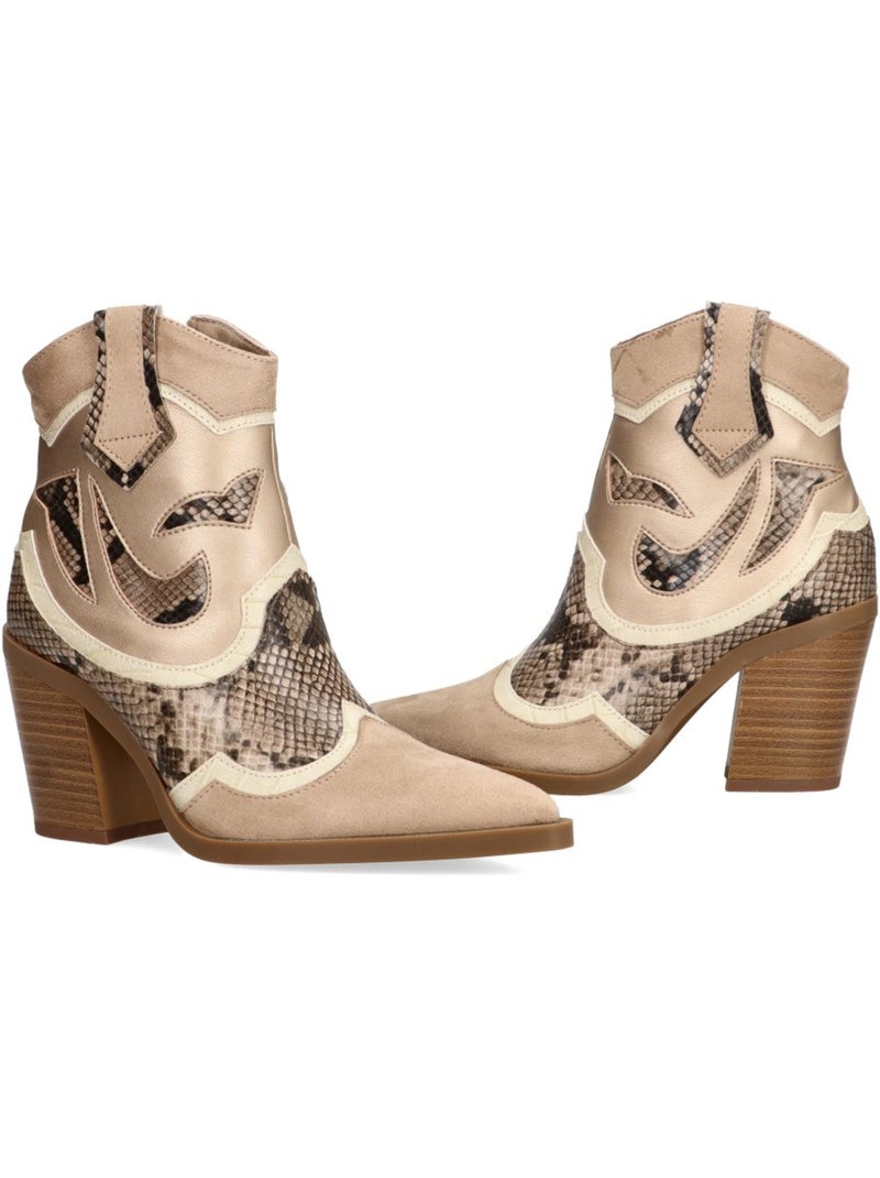 Botin Campero Mujer Tacón Alto - Luna Trend Beige - Kiabi