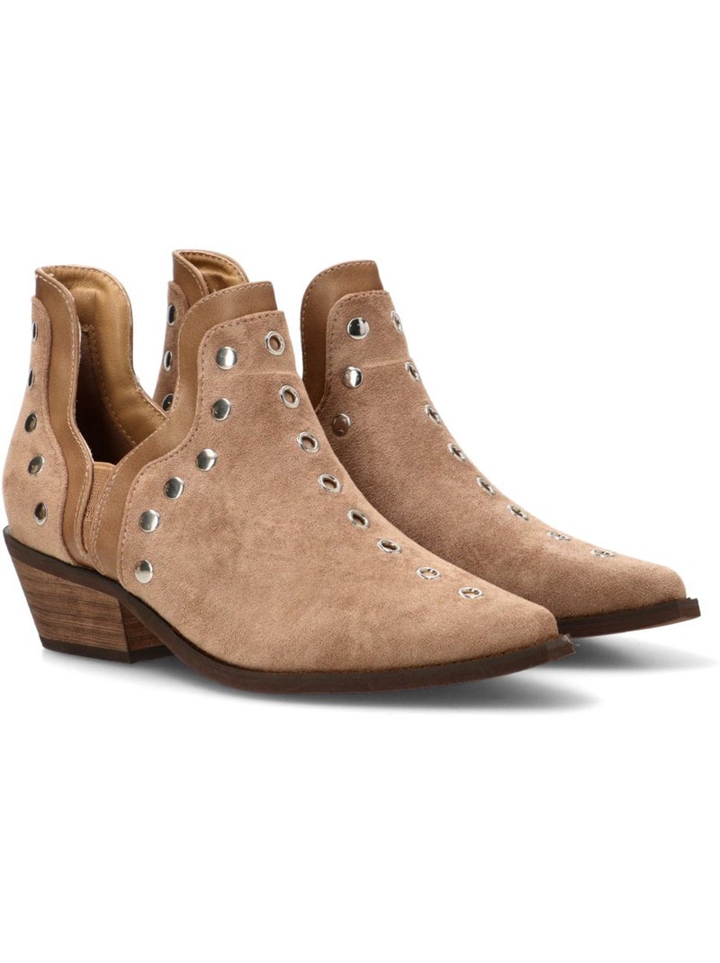 Botin Campero Mujer Tacón Medio - Buonarotti Beige - Kiabi