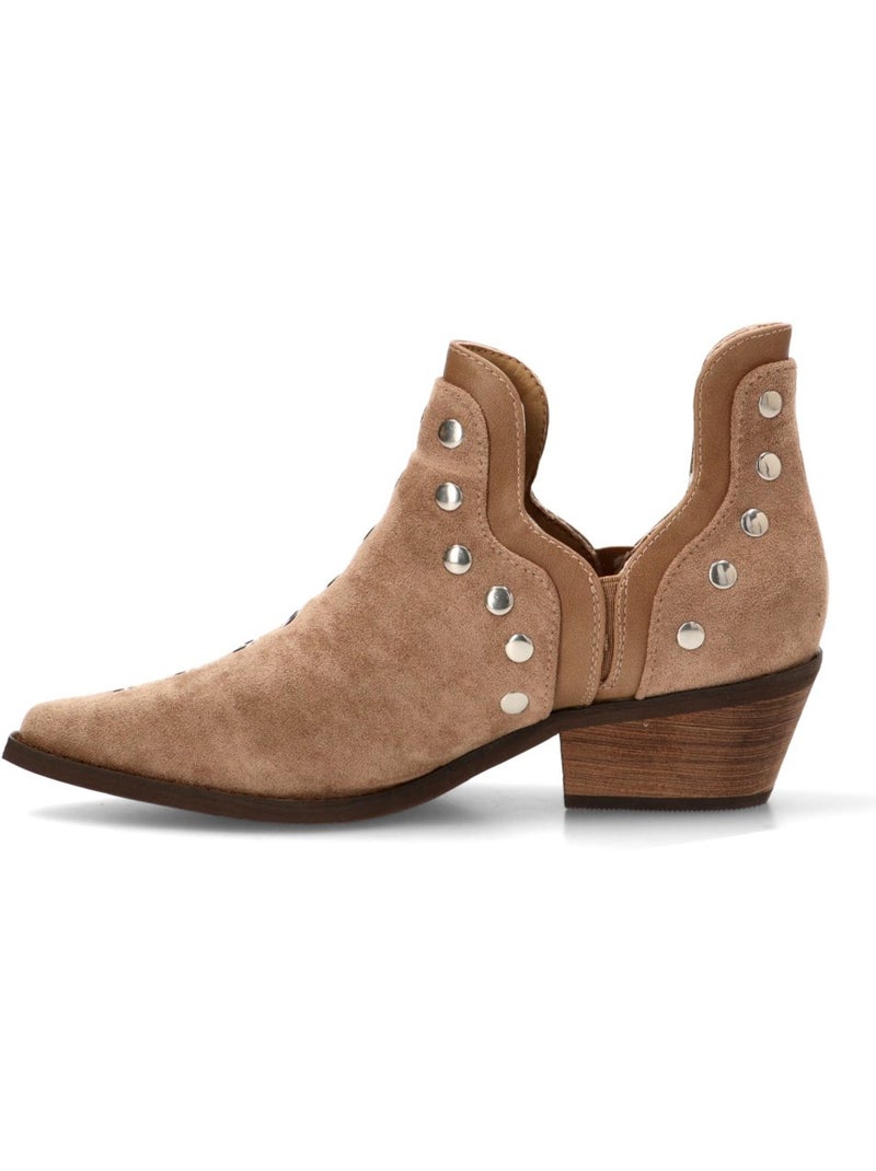 Botin Campero Mujer Tacón Medio - Buonarotti Beige - Kiabi
