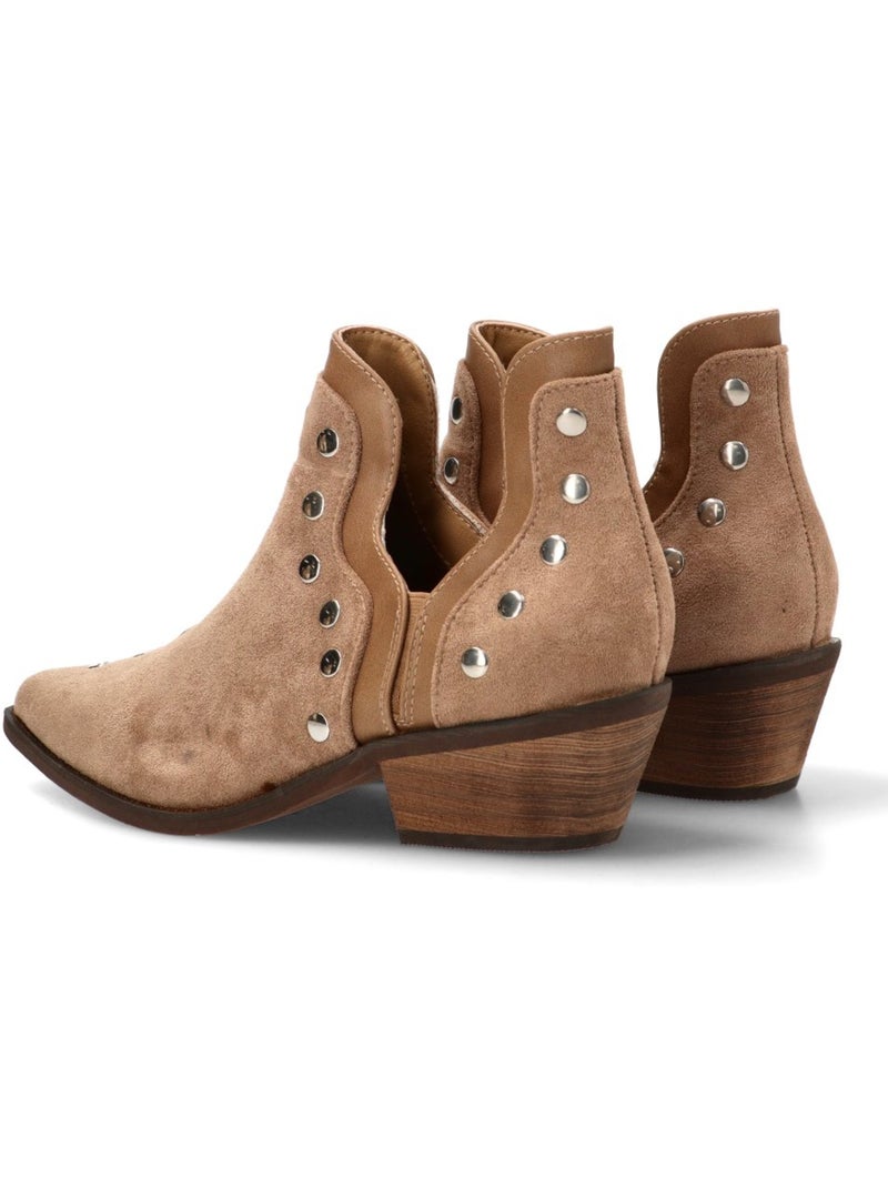 Botin Campero Mujer Tacón Medio - Buonarotti Beige - Kiabi