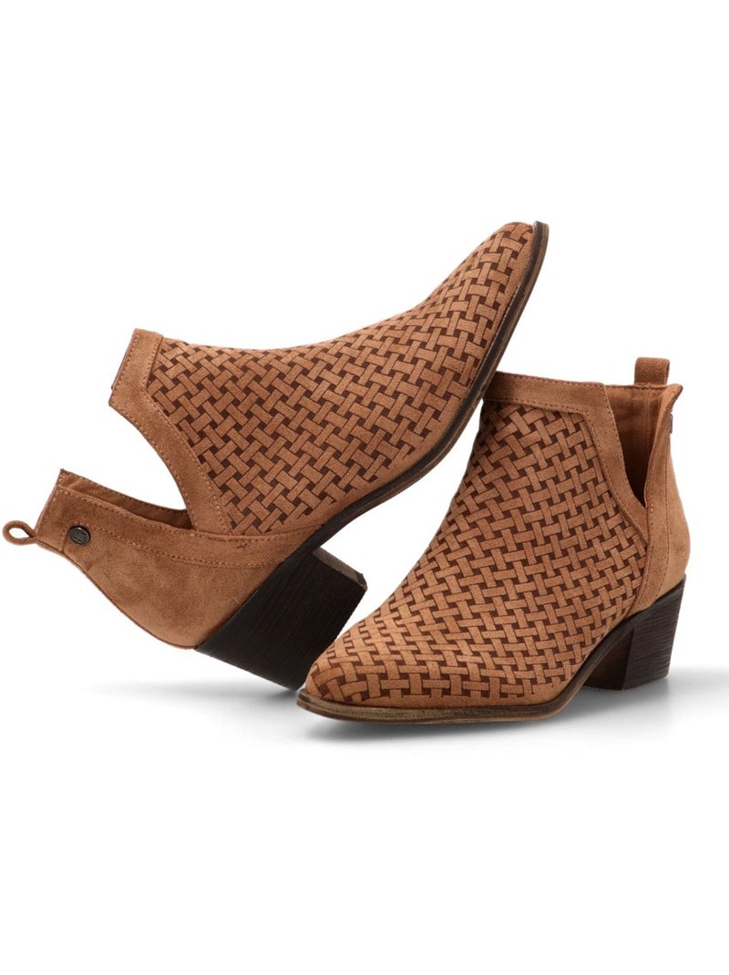 Botin Campero Mujer Tacón Medio - Buonarotti Camel - Kiabi